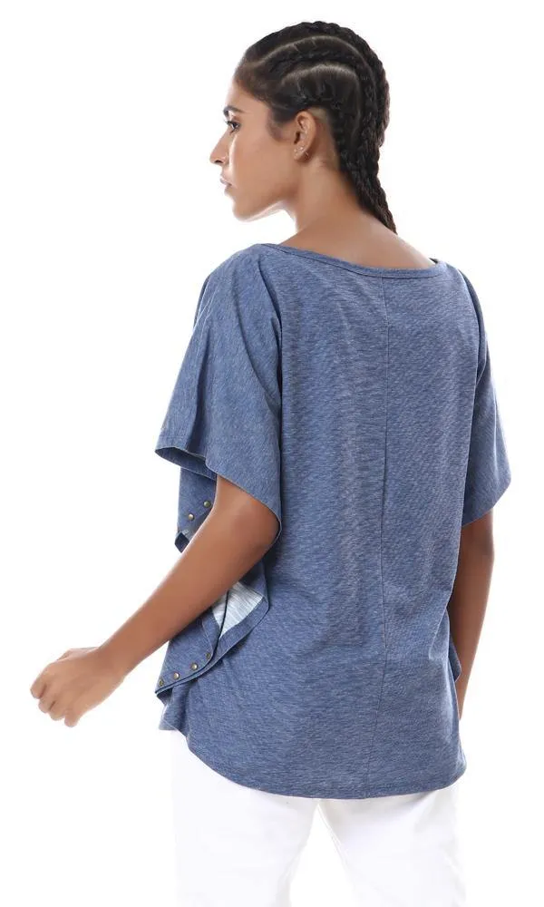 57639 Heather Dark Blue "Bad Luck" Loose Top