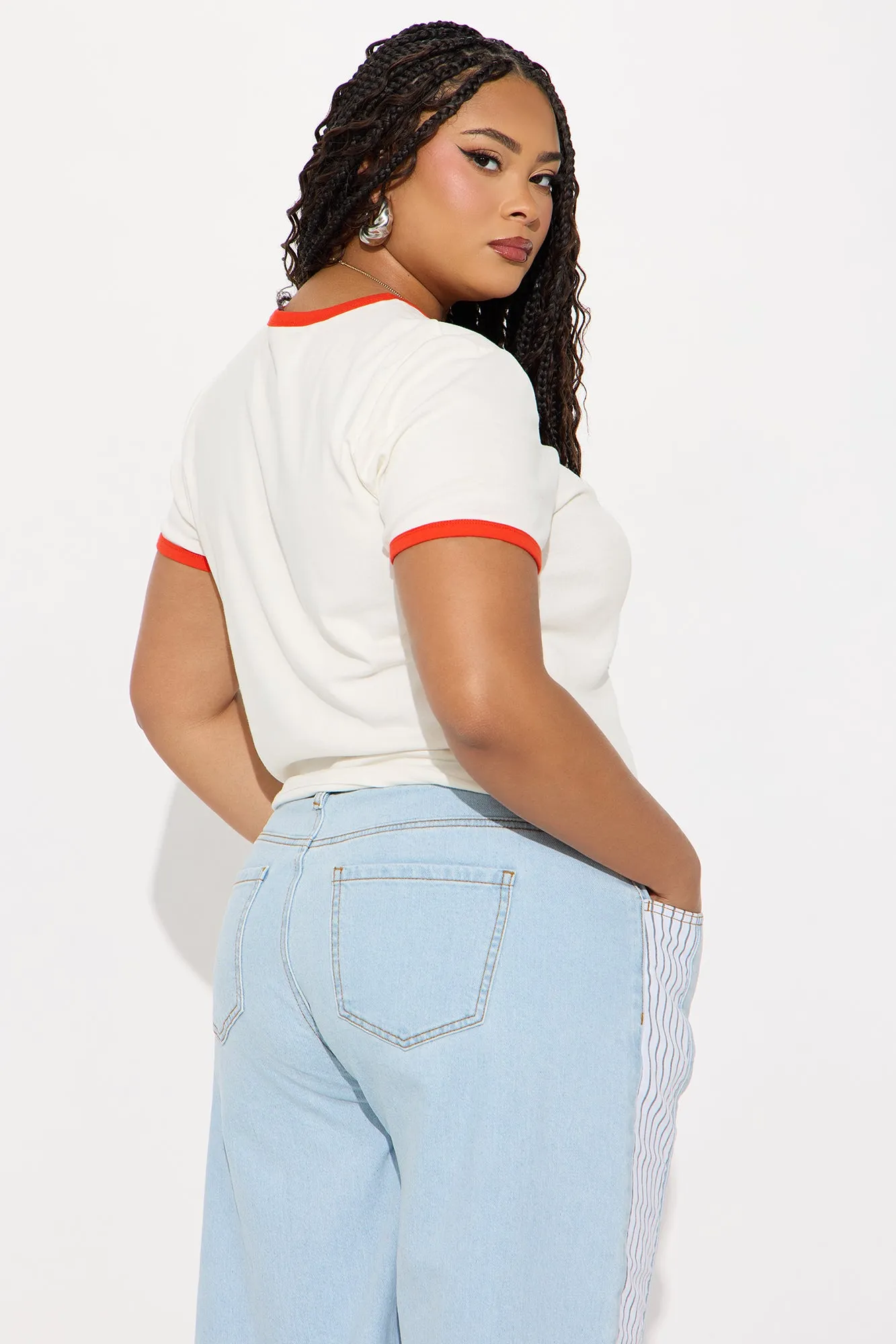 Be Savage Ringer Baby Tee - White