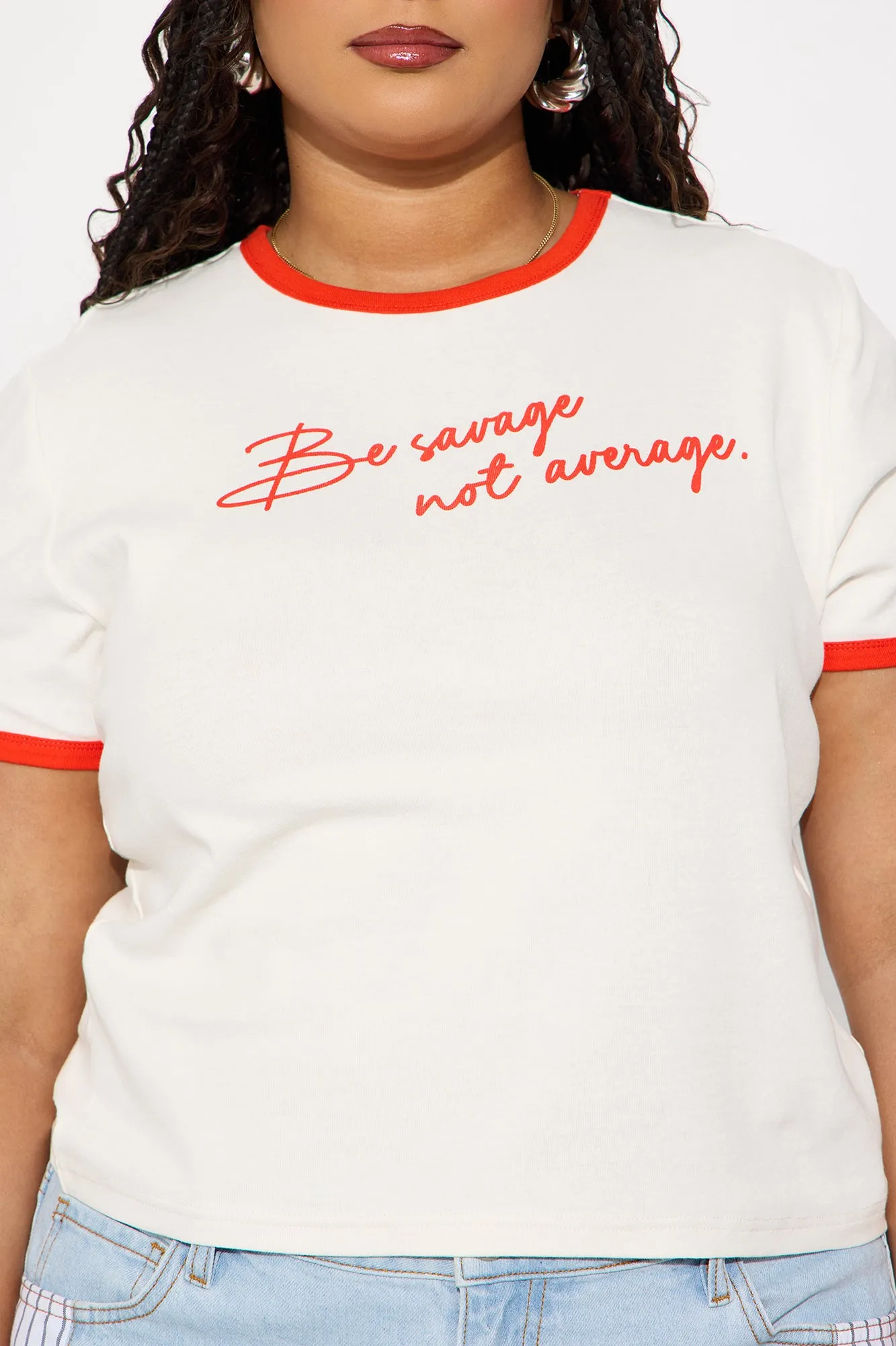 Be Savage Ringer Baby Tee - White