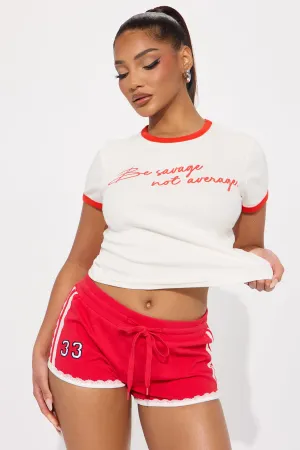 Be Savage Ringer Baby Tee - White