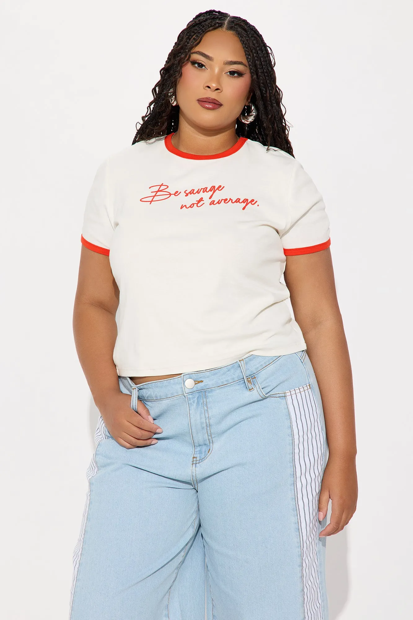 Be Savage Ringer Baby Tee - White