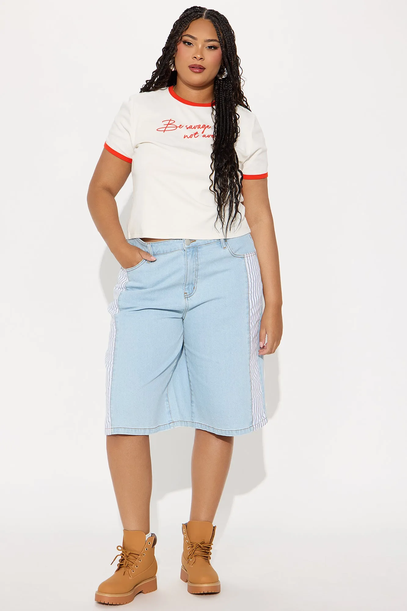 Be Savage Ringer Baby Tee - White
