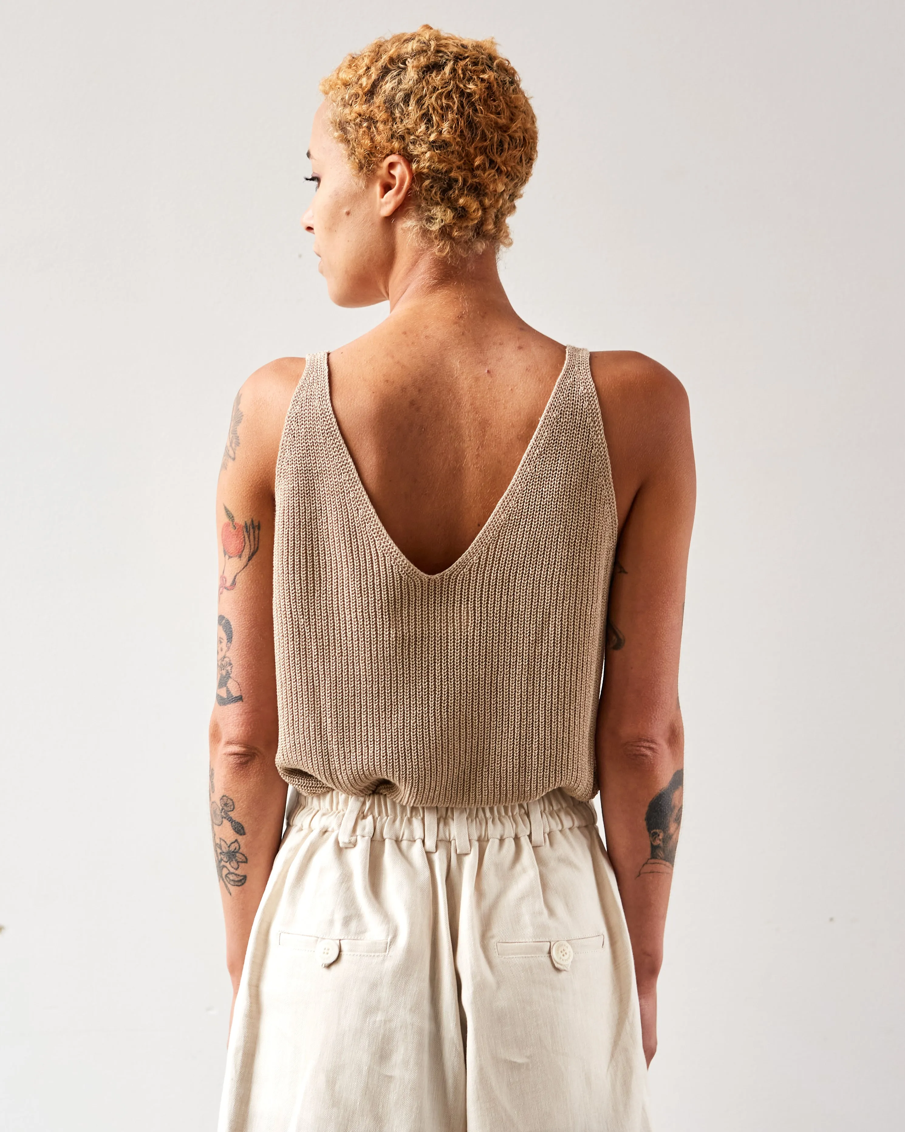 Cordera Linen Tank Top, Toasted