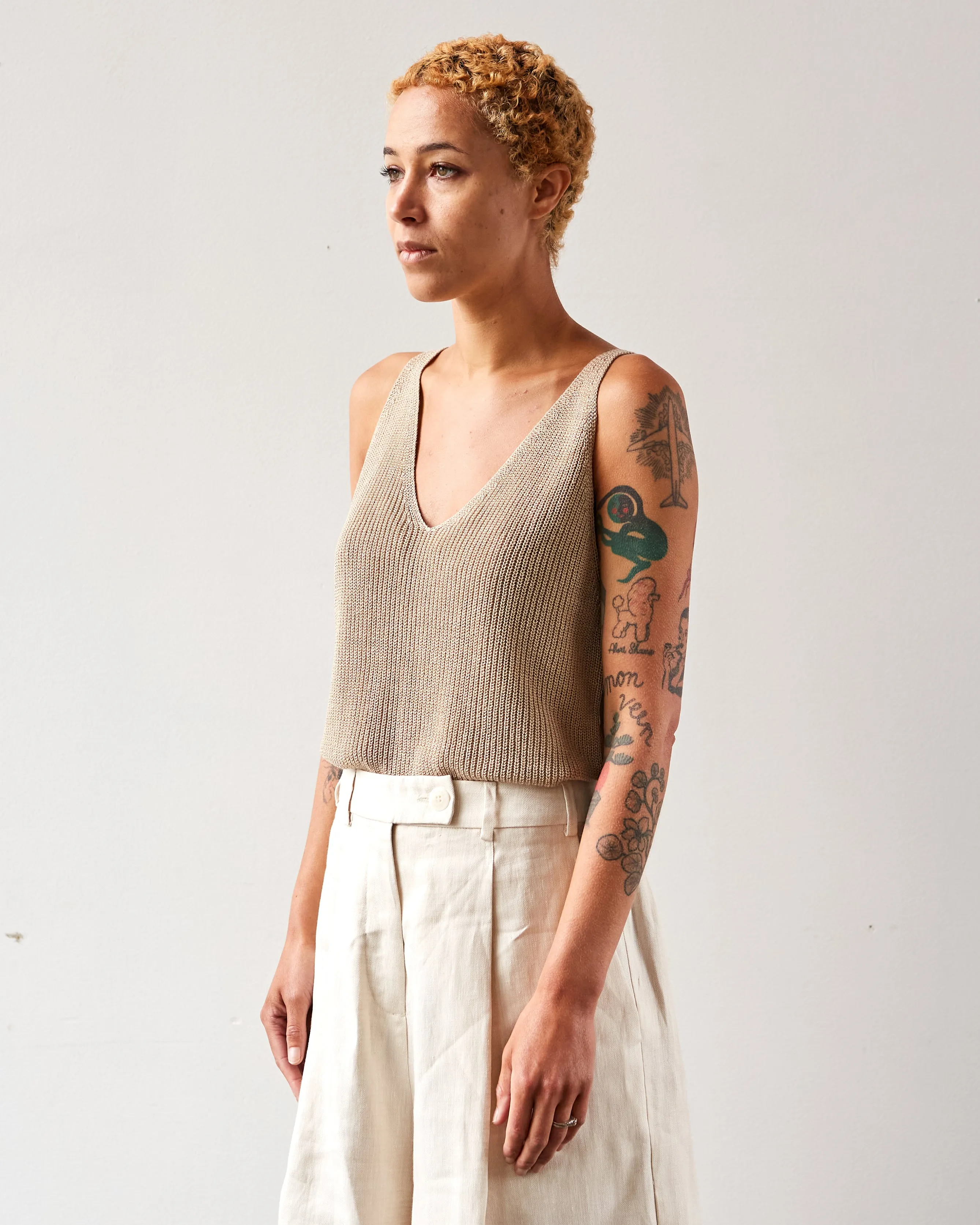 Cordera Linen Tank Top, Toasted