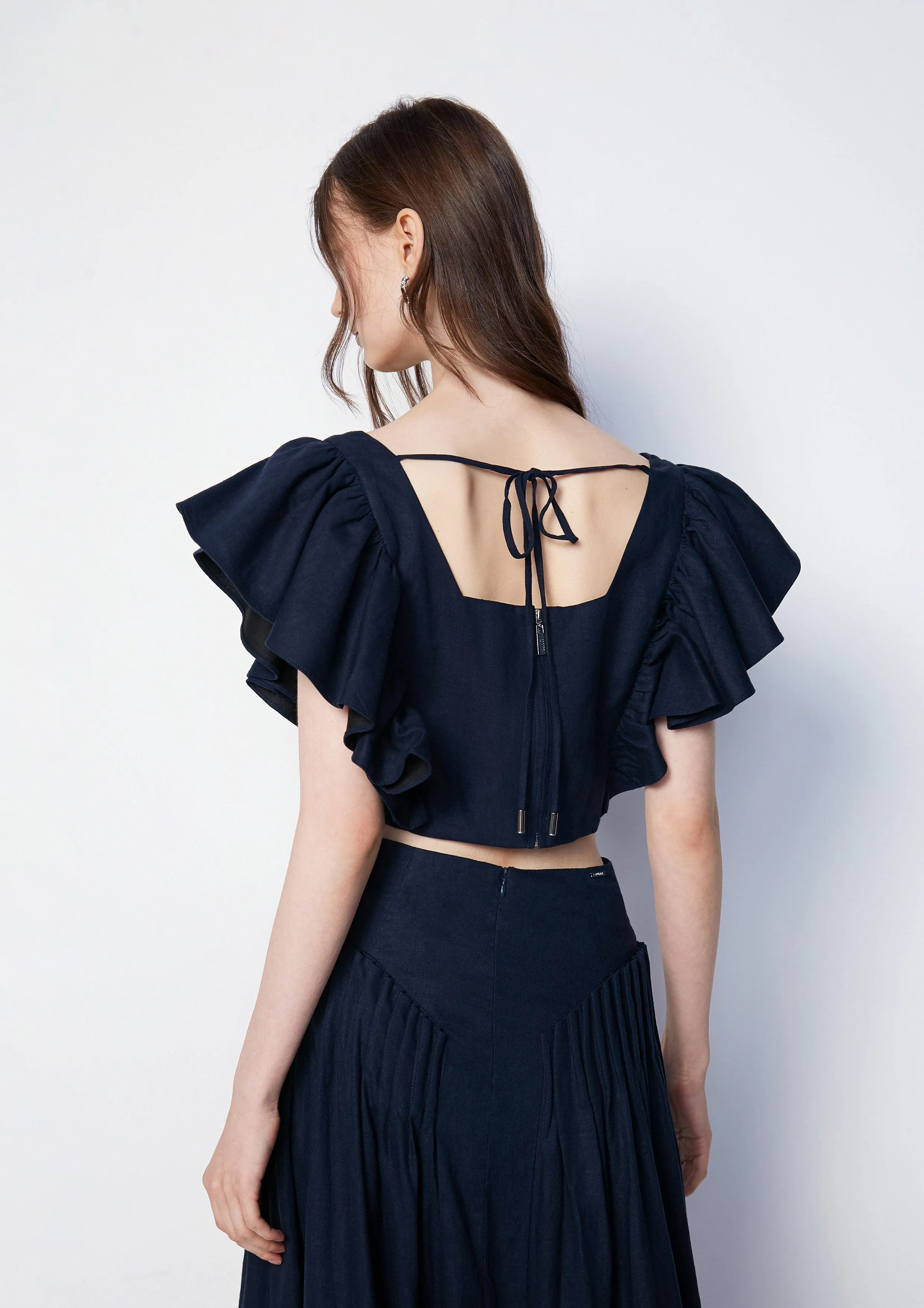 Ephemeral Echoes Crop Flare Sleeve Blouse