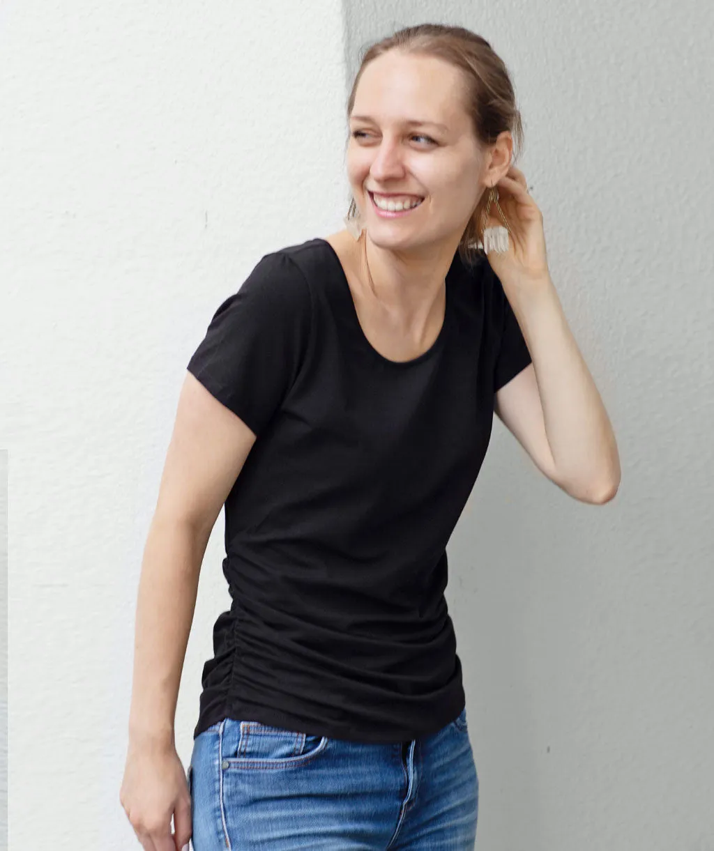 FIONA ruched tee in Black