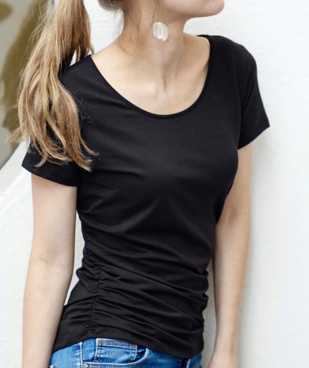 FIONA ruched tee in Black