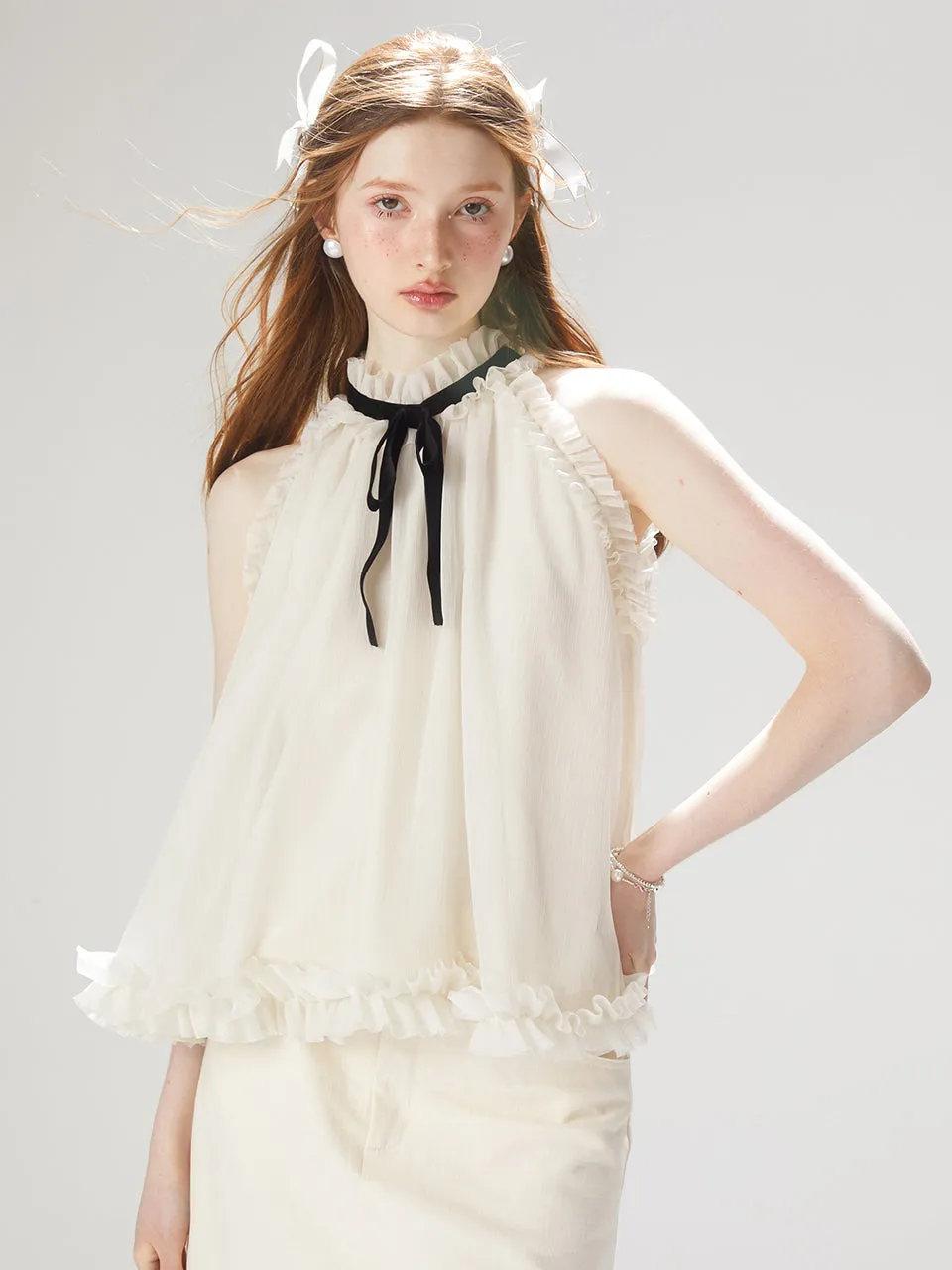 Halter neck tie blouse