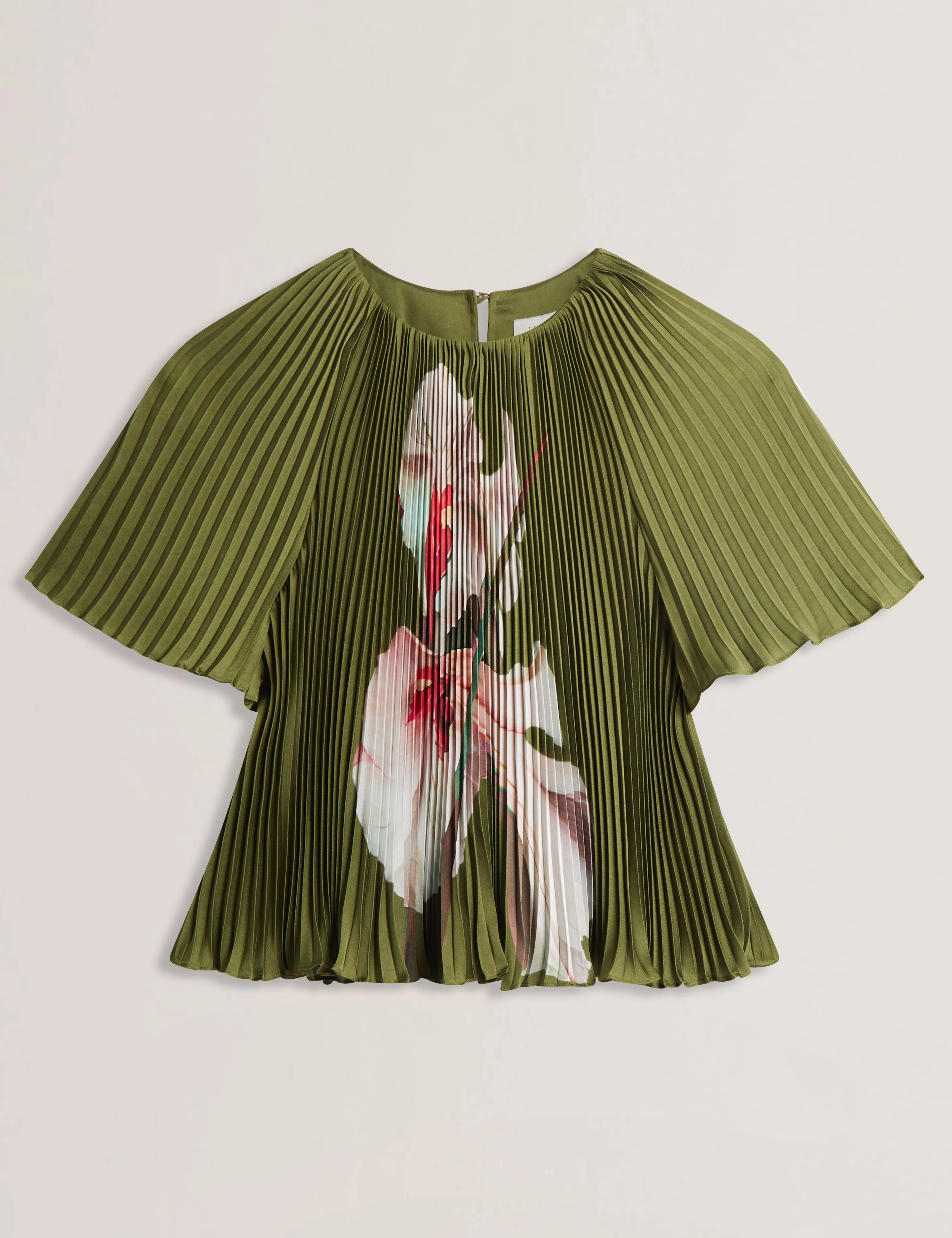 Lionaa Pleated Short Sleeve Blouse Green