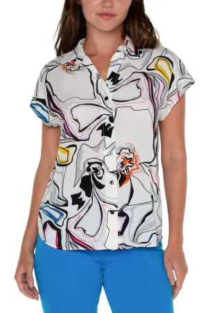 Liverpool Dolman Sleeve Blouse With Collar & Button Front