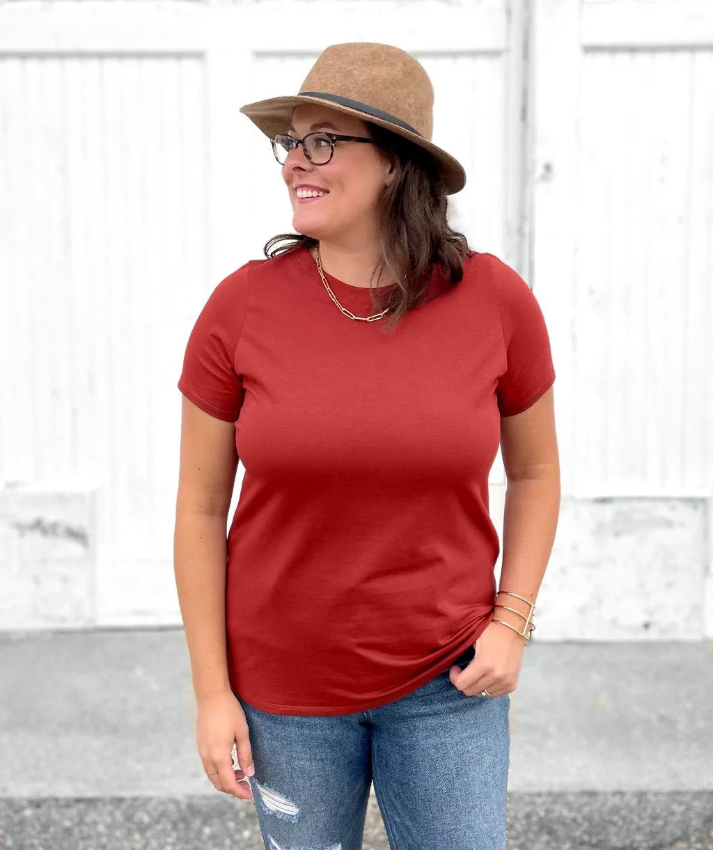 LOVE fitted tee in Burnt Henna