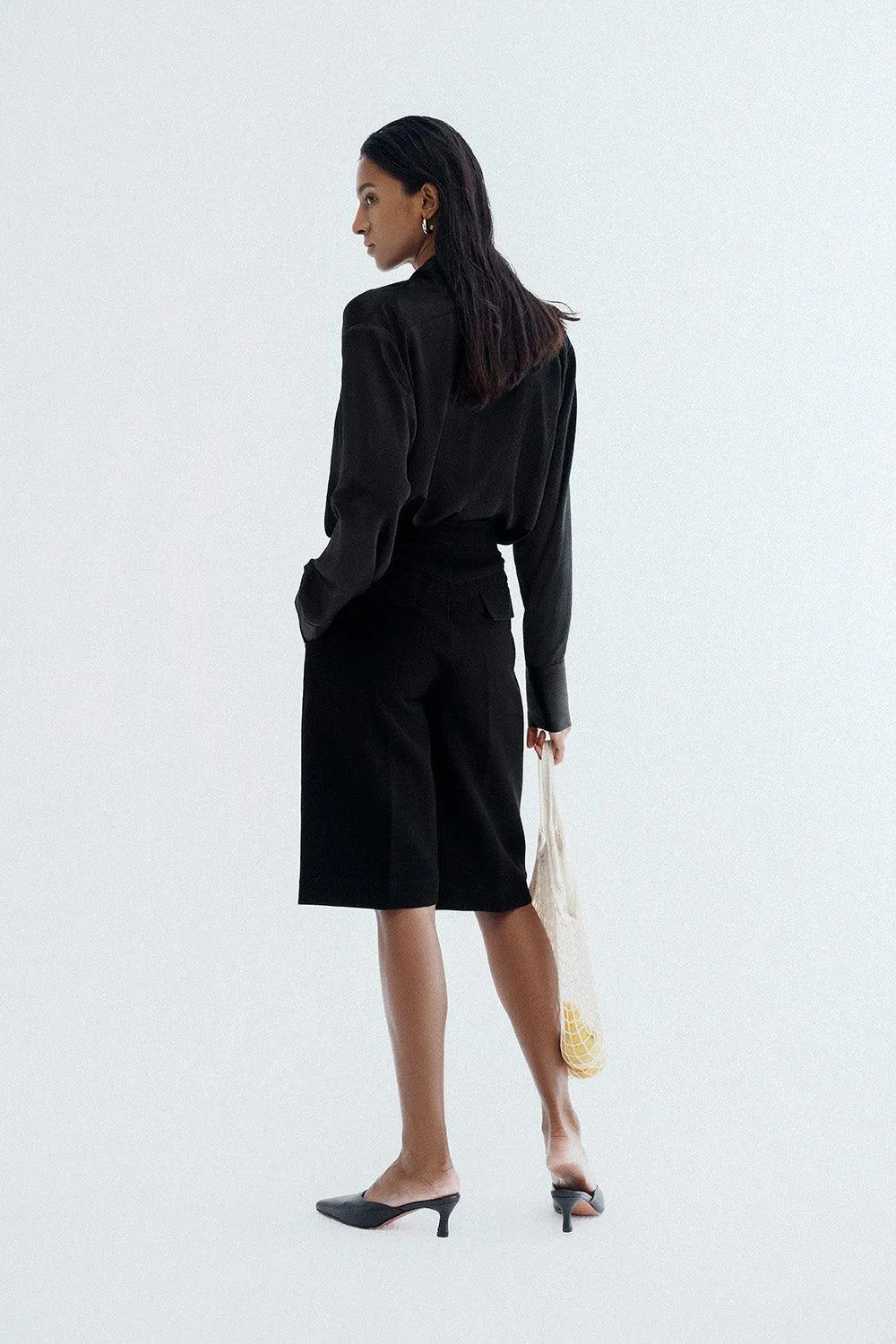 Meryl Crossover Scarf Neck Chinchilla Cloth Shirt