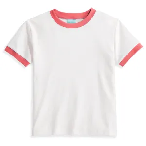 Pima Ringer Tee -- Ivory w/ Coral