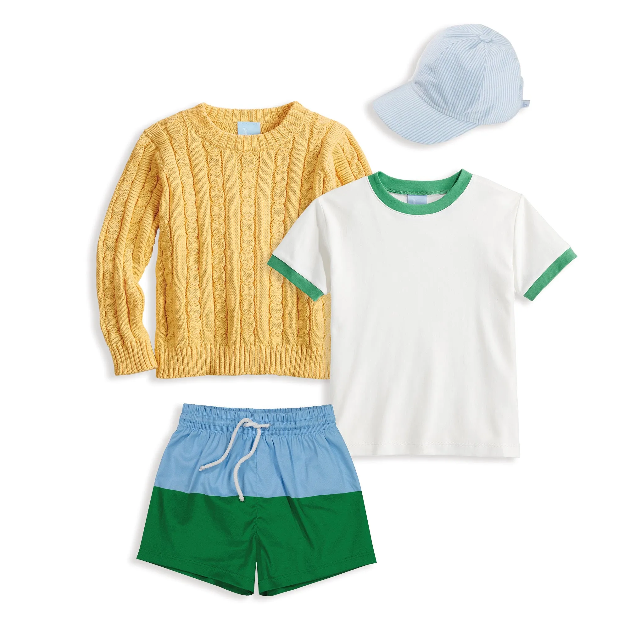 Pima Ringer Tee -- Ivory w/ Green