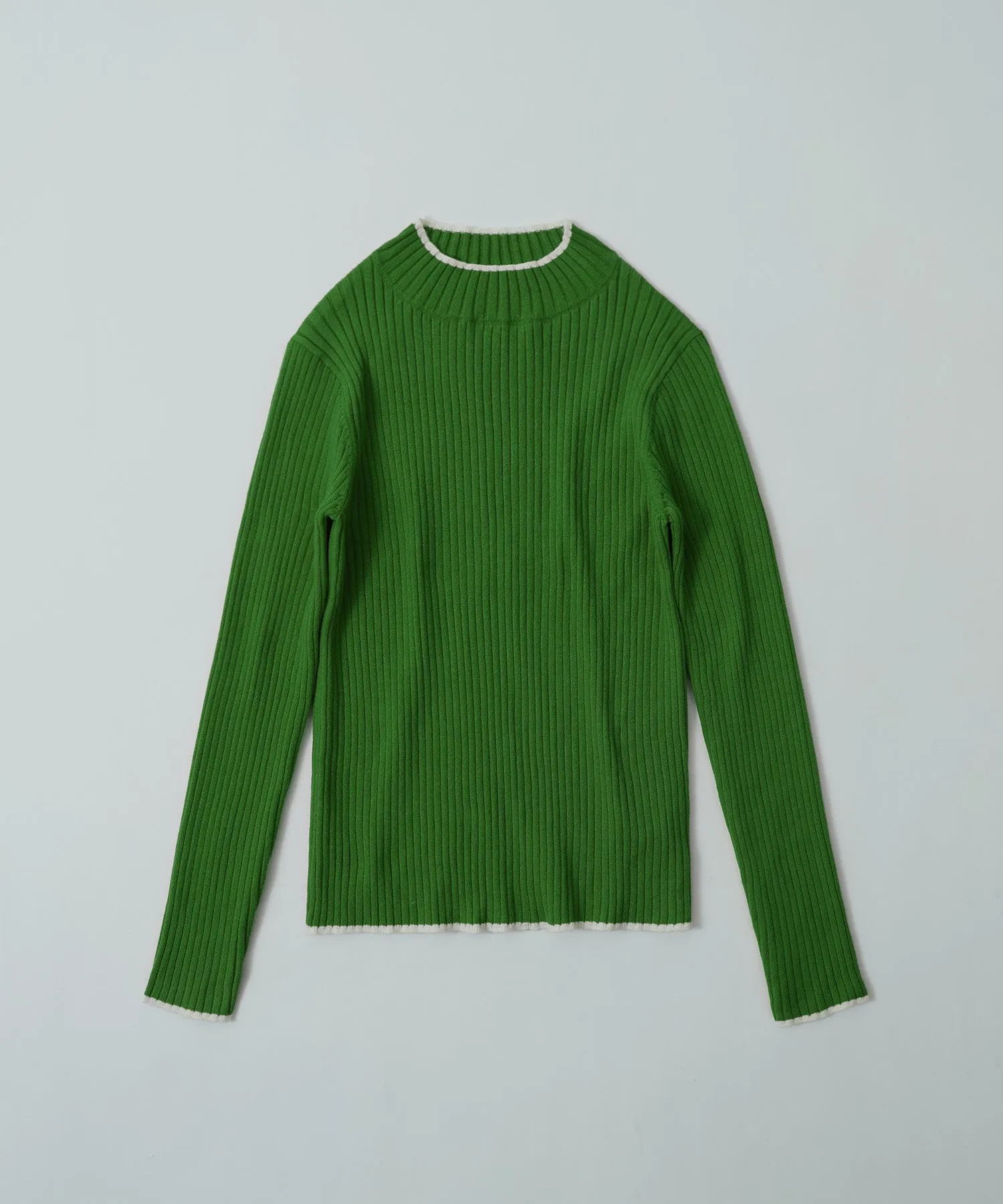 Ringer neck long sleeve rib knit