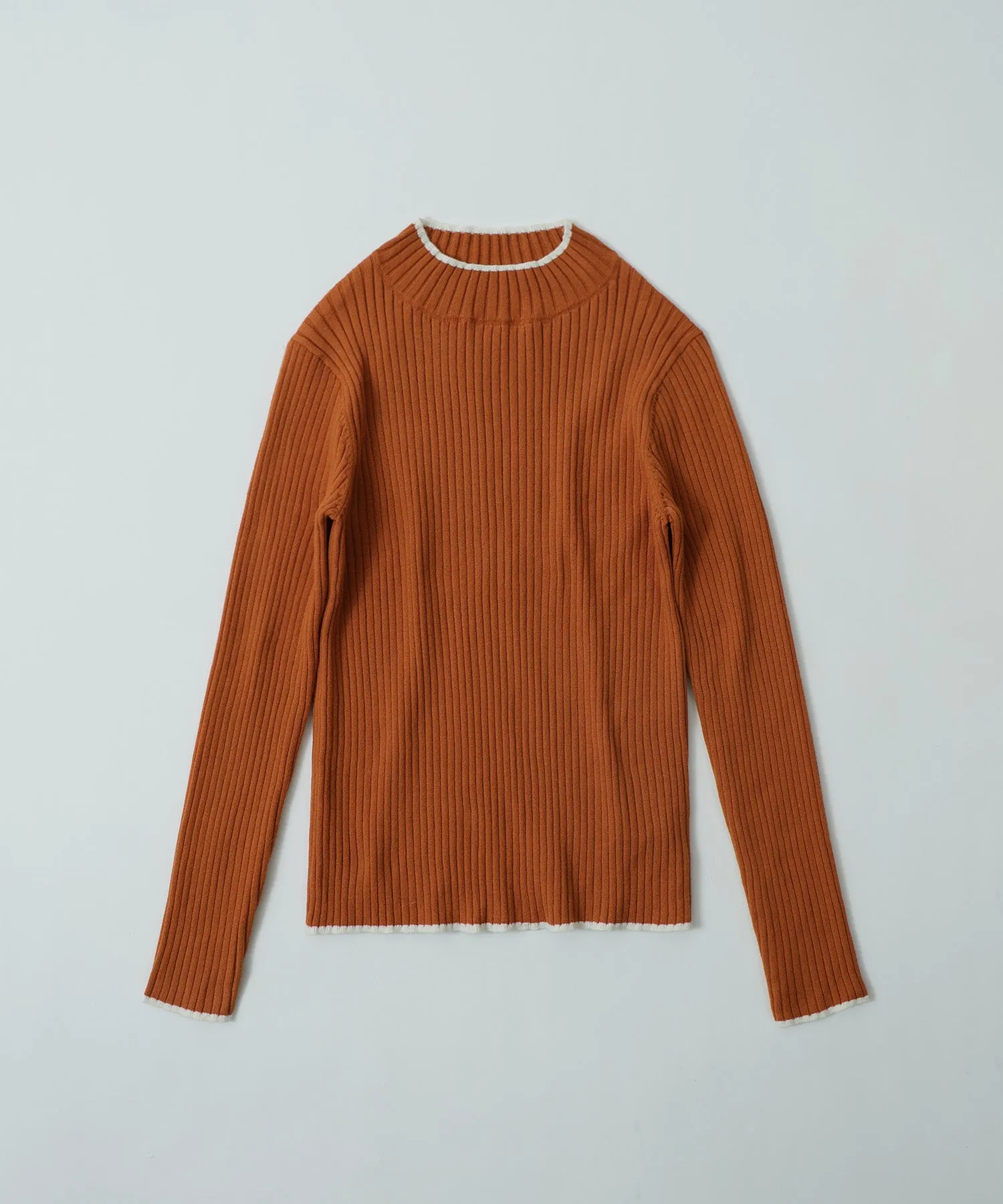 Ringer neck long sleeve rib knit