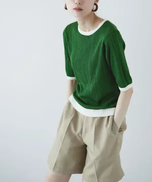 Ringer neck rib knit