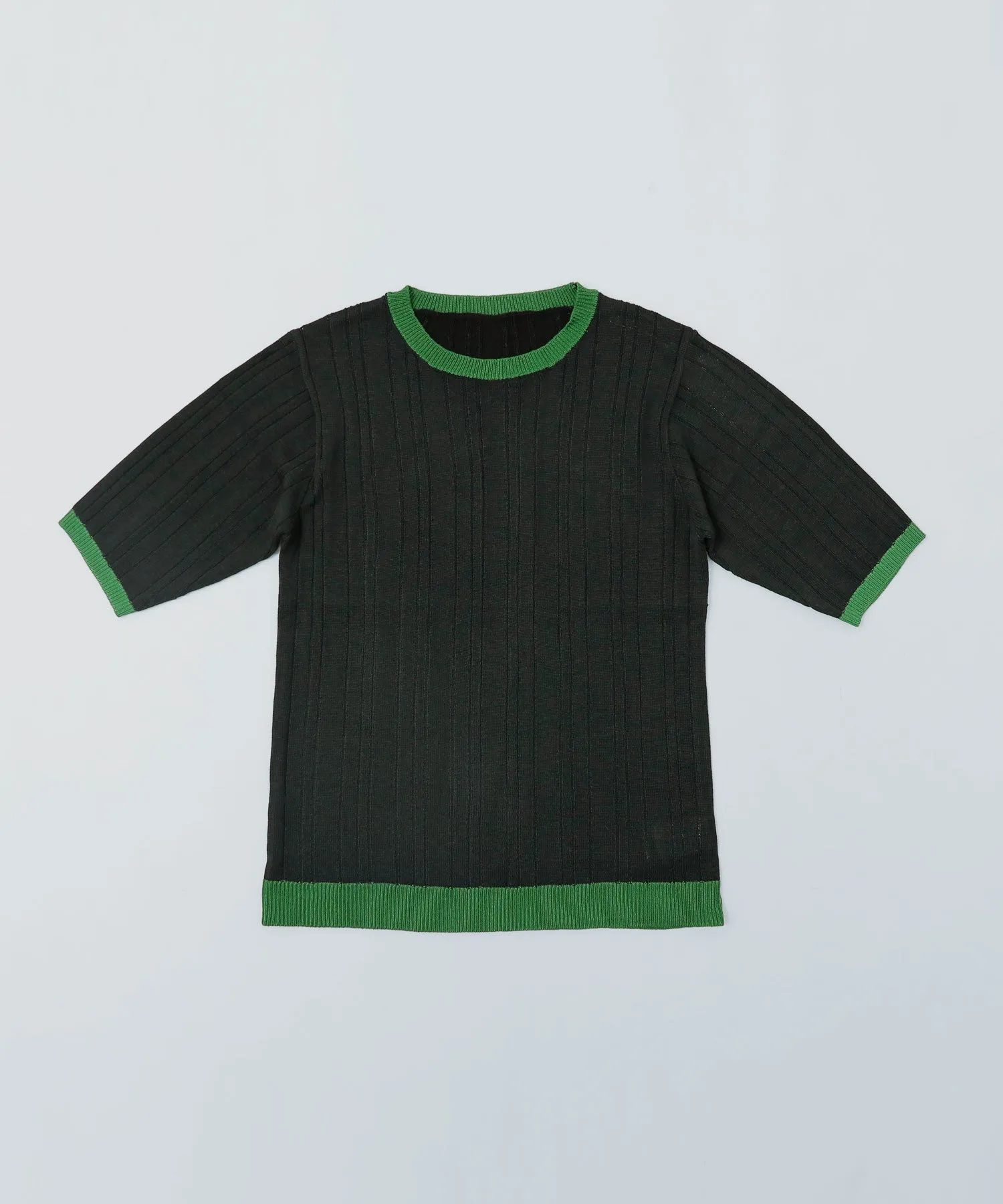 Ringer neck rib knit