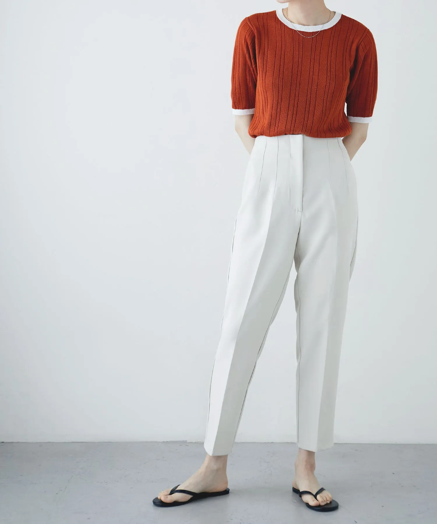 Ringer neck rib knit