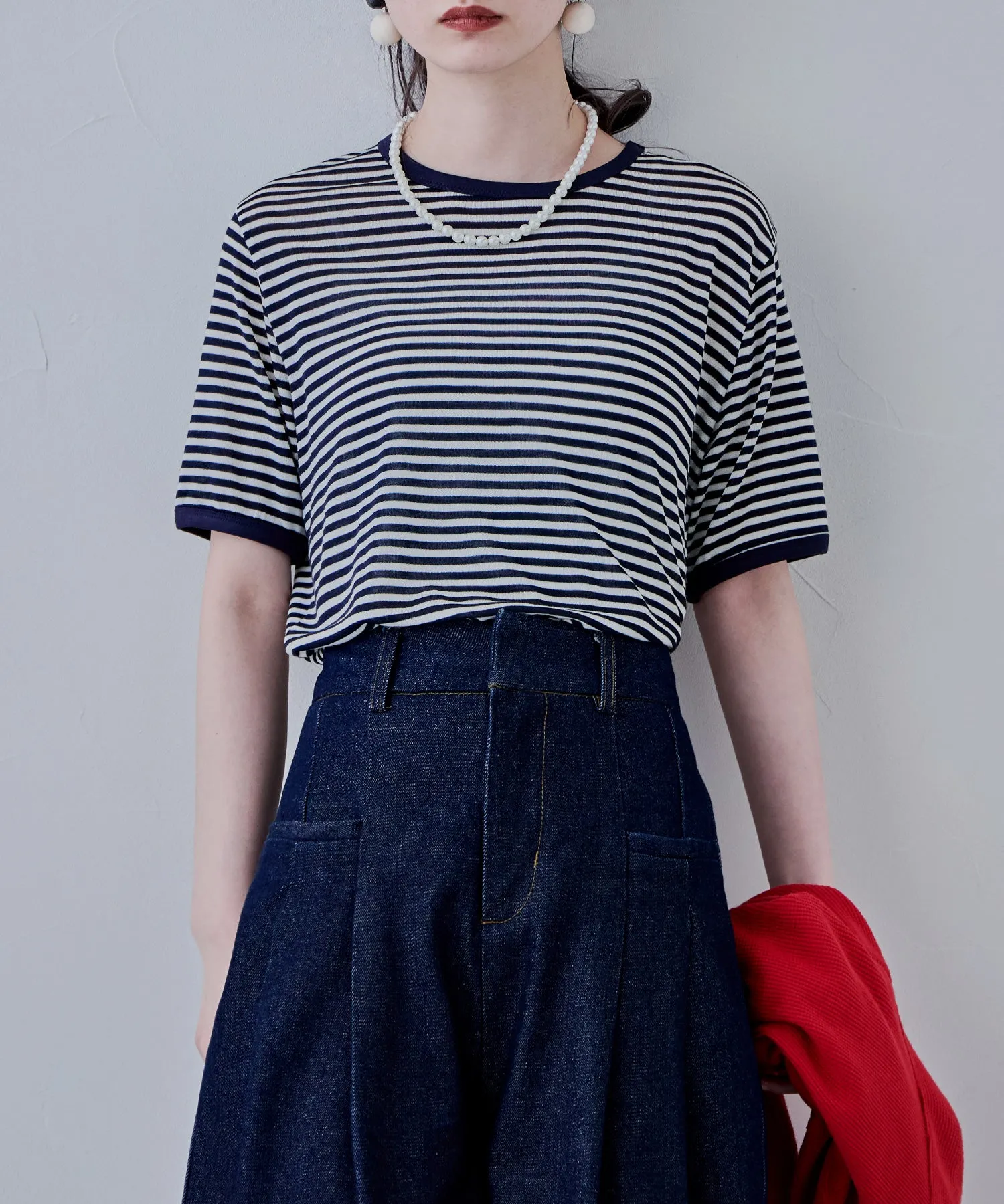 Ringer neck sheer border tee