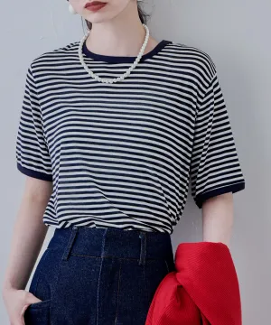 Ringer neck sheer border tee
