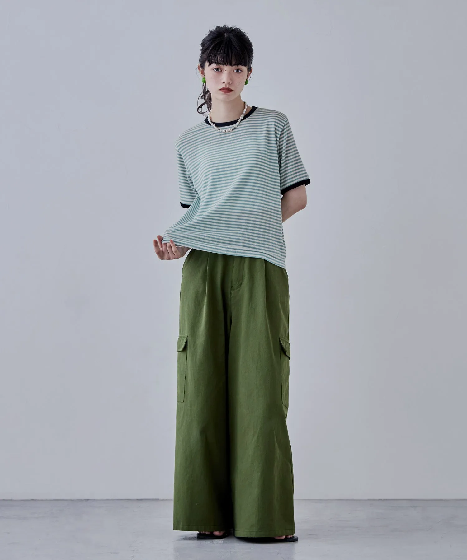 Ringer neck sheer border tee