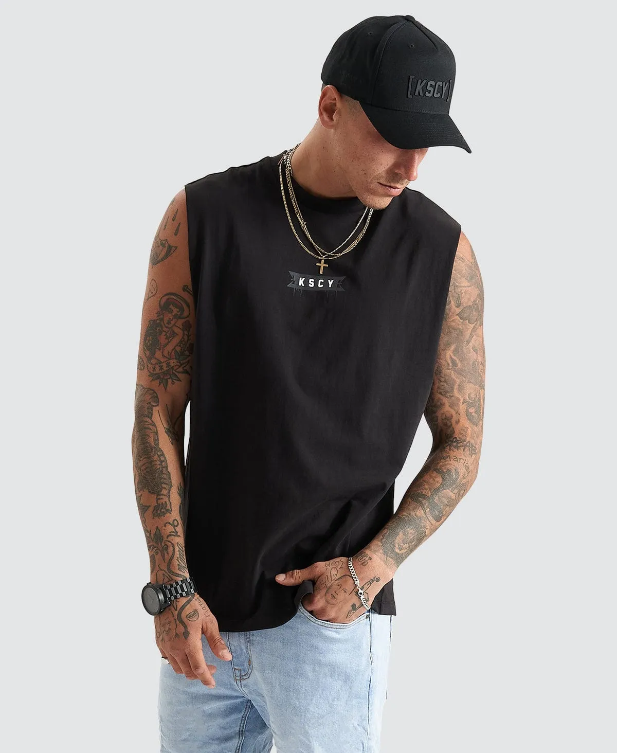 Rustic Relaxed Fit Muscle Jet Black