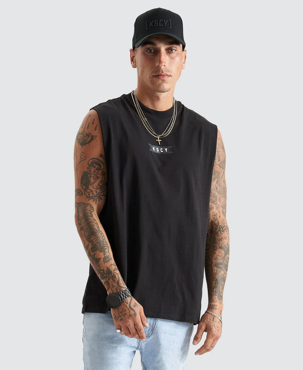 Rustic Relaxed Fit Muscle Jet Black