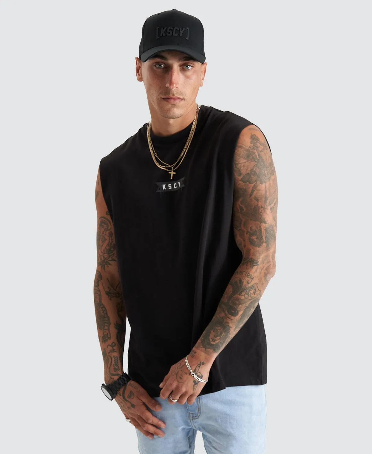 Rustic Relaxed Fit Muscle Jet Black