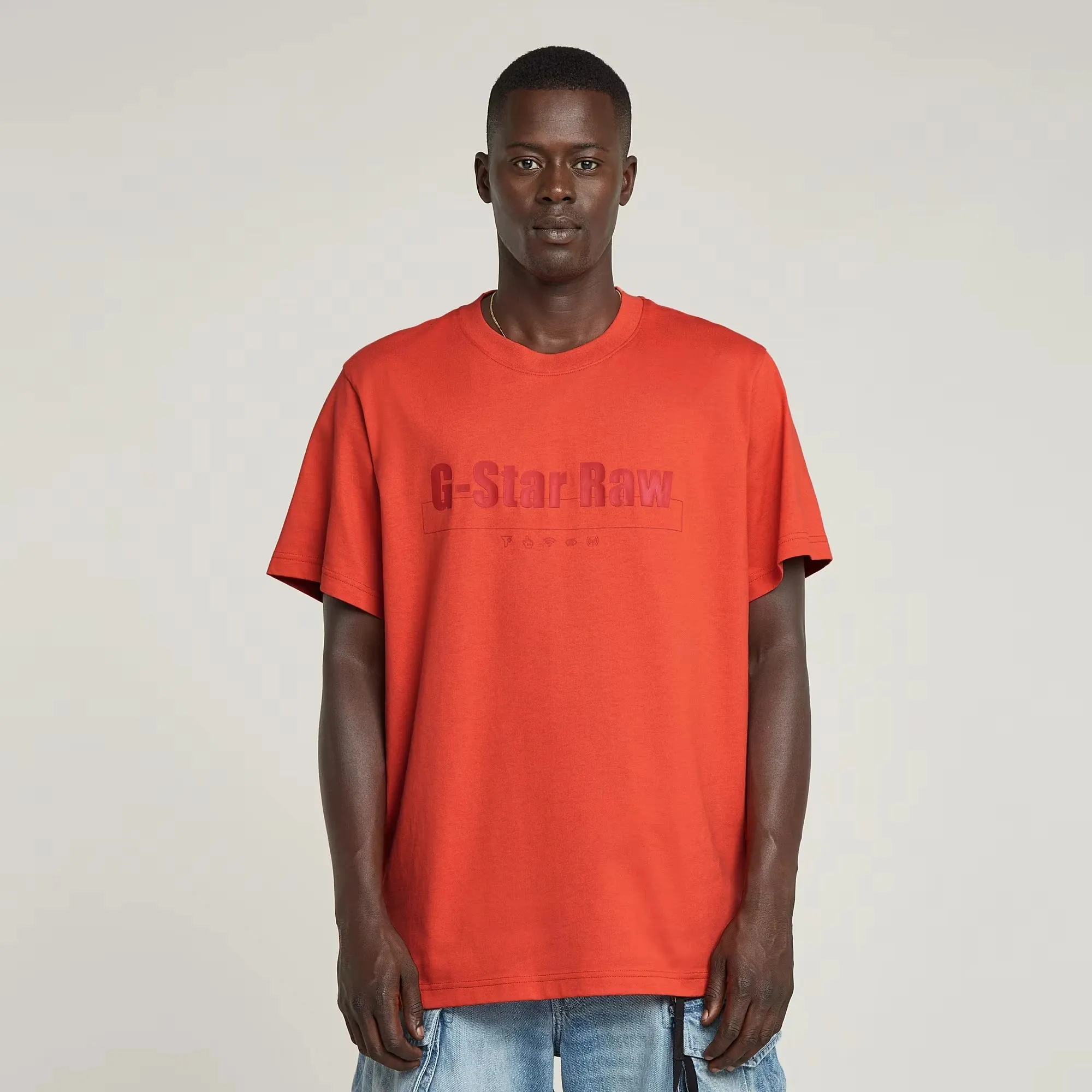 Symbols Print Loose T-Shirt (Antic Red) - D25970-C336-B439