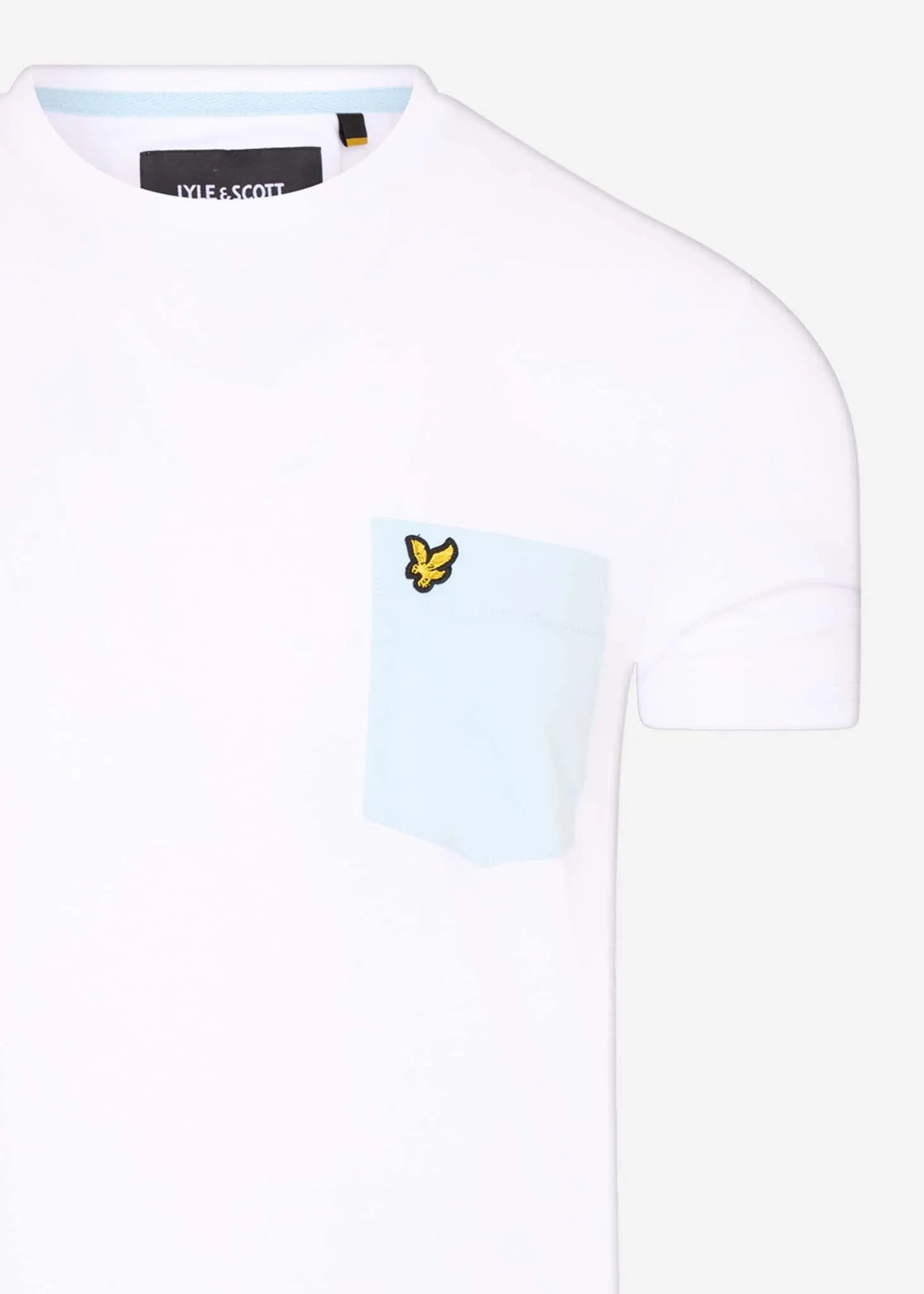T-Shirt mit Kontrasttaschen - weies Deckblau