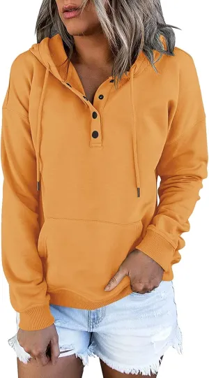 Womens Casual Hoodies Pullover Tops 2022 Fall Clothes Drawstring Long Sleeve Sweatshirts with Pocket