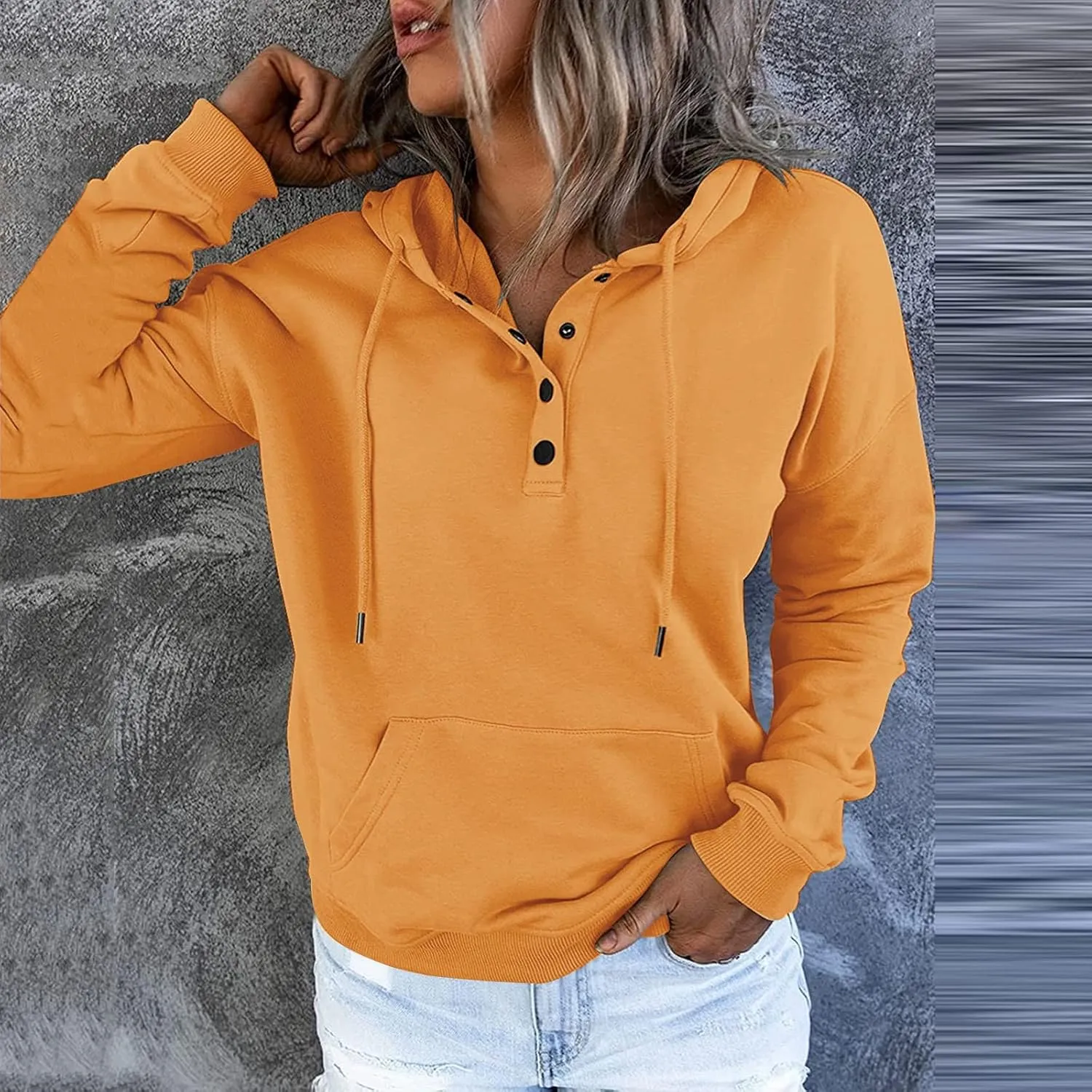 Womens Casual Hoodies Pullover Tops 2022 Fall Clothes Drawstring Long Sleeve Sweatshirts with Pocket